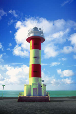 A new lighthouse on the Fuencaliente peninsula, which was destroyed by the volcanic activity of the old, took over its tasksの写真素材