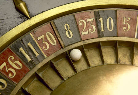 Ball on a vintage roulette with numbersの写真素材