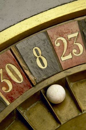 Ball on a vintage roulette with numbersの写真素材