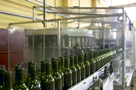 Wine cellar automatic bottling process Spain horizontalの写真素材