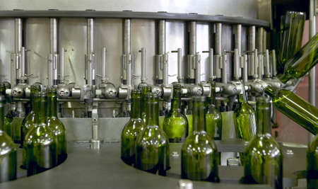 Wine cellar automatic bottling process Spain horizontalの写真素材