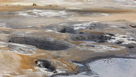 Active volcanic zone Geothermical vents in Krafla Iceland