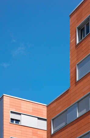 Modern residential building exterior concrete and brick construction
