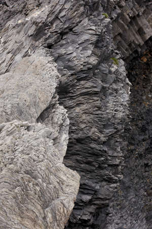 Closeup of basaltic rock formations in Iceland south area