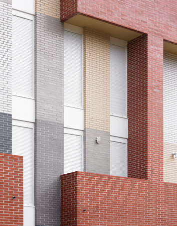 Modern residential building exterior concrete and brick construction