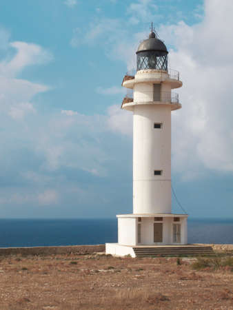 Lighthouse at Formentera sea coast Spain Verticalの写真素材