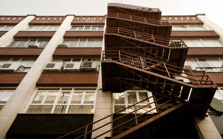 Emergency stairs on a building facade  Horizontal のeditorial素材