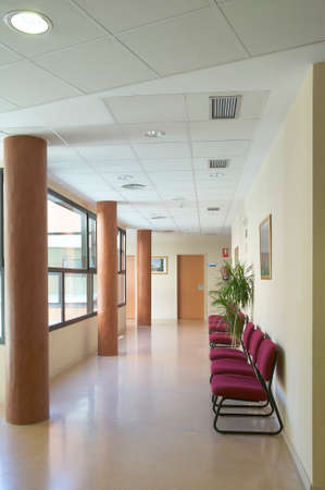 Hospital corridor with private medical offices  Verticalのeditorial素材