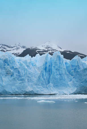 Glacier with mountain and lake  Vertical  Argentina  Patagonia の写真素材