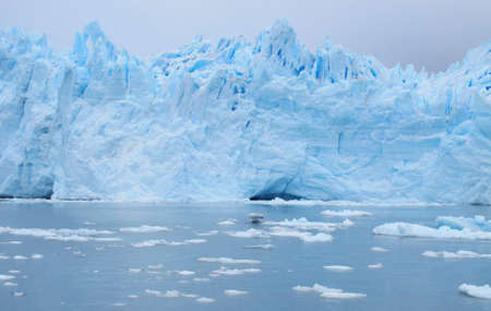 Patagonian landscape  Glacier, icebergs and lake  Horizontal 