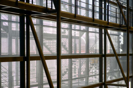 Industrial building background with metallic structures  Horizontalのeditorial素材