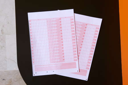 Blank tickets for bets on a table  Horizontalの写真素材