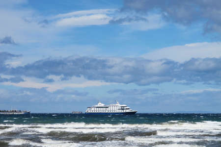 Cruise ship in patagonia  South America  Horizontalの写真素材