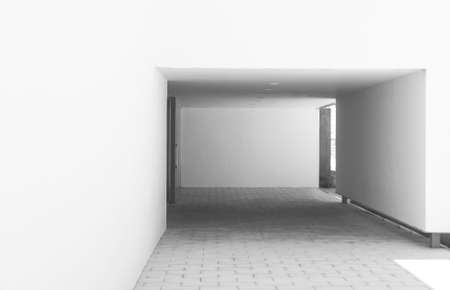 Modern building entrance corridor in white tones  Horizontalの写真素材