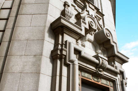 Neoclassic stone building facade with in grey color  Horizontalの写真素材