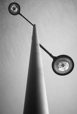 Modern street lamp in black and white  Vertical formatの写真素材