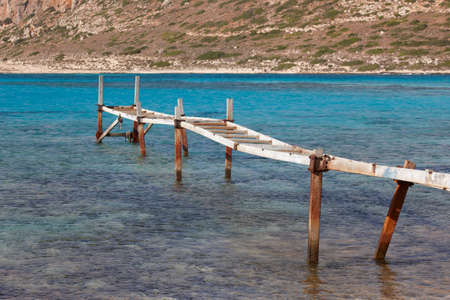 Balos beach in Crete. Mediterranean landscape with old dock. Greece. Horizontalの写真素材