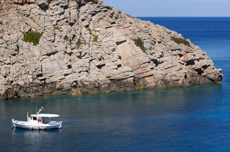 Sostis Bay. Cretan beach. Mediterranean landscape. Turquoise water. Greece
