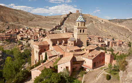 Ancient cathedral in the picturesque village of Albarracin. Spain. Horizontalの写真素材