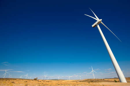 Wind energy and windmills in the countryside. Spain. Horizontal