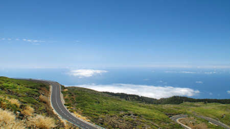 Empty road in Spain. Canary Islands. La Palma. Horizontalの写真素材