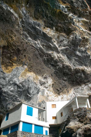 Houses in the rock of Poris de la Candelaria, La Palma, Spain.