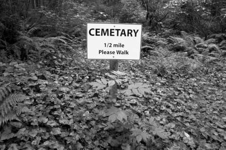Cemetary signal post in the forest. Vancouver. British Columbia. Canadaの写真素材
