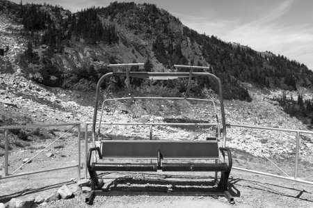 Abandoned chairlift in Whistler mountains. British Columbia. Canada. Horizontalの写真素材
