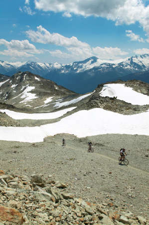 Whistler landscape with cyclist. British Columbia. Canada. Verticalの写真素材