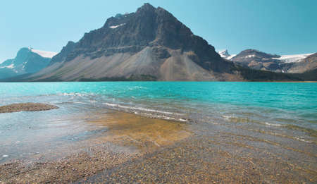 Canadian landscape with Bow lake and forest. Alberta. Canada. Horizontalの写真素材
