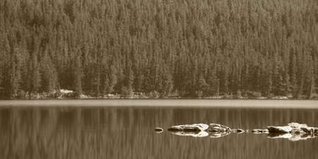 Canadian landscape in Pyramid lake. Jasper. Alberta. Horizontalの写真素材