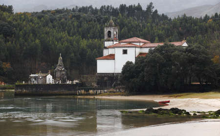 Landscape with cemetery and river in Barro, Asturias. Spainの写真素材