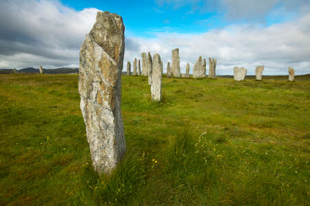 Prehistoric site with menhirs in Scotland. Callanish. Lewis isle. Horizontalの写真素材