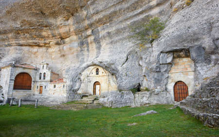 Ancient chapel in a cave. Ojos de Guarena. Burgos. Spain. Horizontalの写真素材
