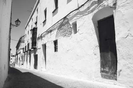 Andalusian traditional street with white walls. Spain. Horizontalの写真素材