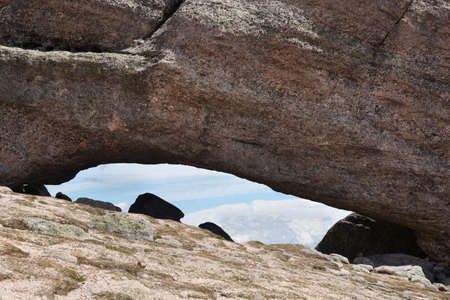 Natural stone arch in Soria. Picos de Urbi?n. Spain. Horizontalの写真素材