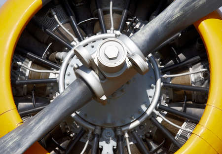 Aircraft propeller engine detail with blade. Horizontalの写真素材