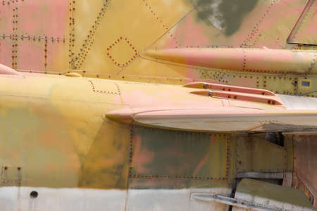 Fighter aircraft rusty fuselage detail in horizontal formatの写真素材