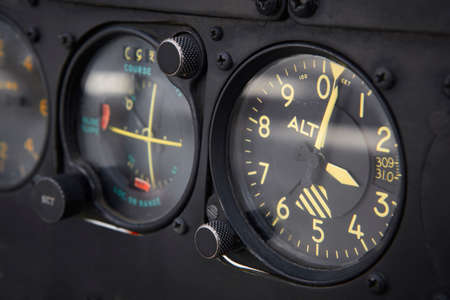 Dashboard altimeter detail of an airplane. Horizontalの写真素材