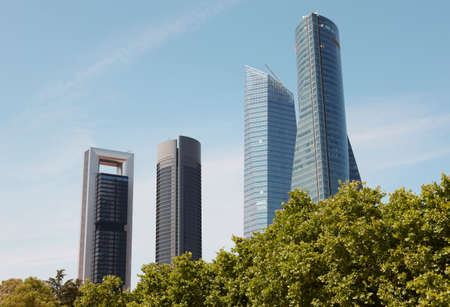 Madrid skyline finance area with four towers buildings. Spain. Horizontalの写真素材