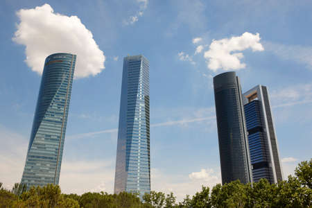 Four towers skyscrapers financial area in Madrid, Spain. Horizontalの写真素材