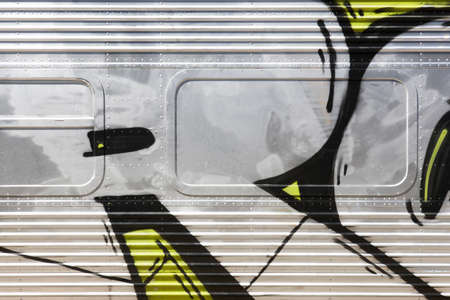 Retro metallic train structure detail. Horizontal format