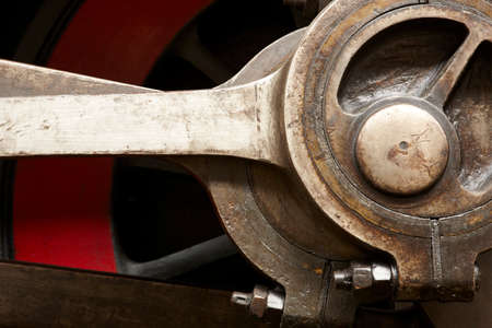 Steam locomotive wheel and connecting rod detail. Horizontal