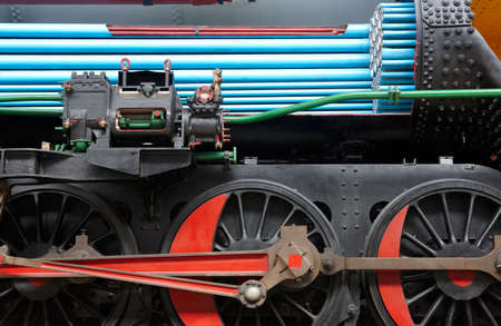Steam locomotive machinery section detail. Horizontal