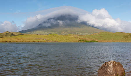 Azores landscape in Pico island. Lagoa do Capitao. Portugal. Horizontalの写真素材