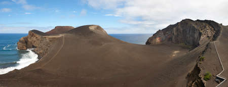 Azores volcanic coastline landscape in Faial island. Ponta dos Capelinhos. Horizontalの写真素材