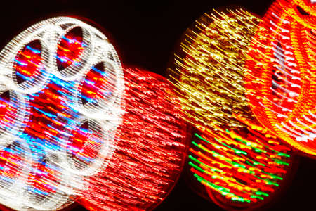 Christmas decoration lights decoration. Night scene. Different colors. Horizontal
