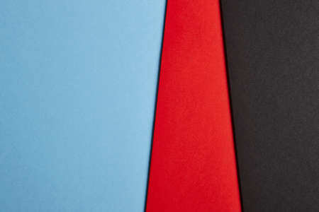 Colored cardboards background in blue red black tone. Copy space. Horizontalの写真素材