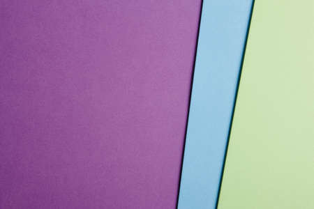 Colored cardboards background in blue, green, purple tone. Copy space. Horizontalの写真素材