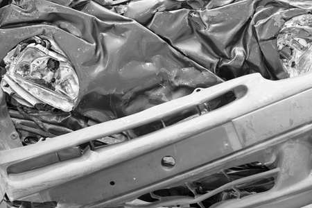 Vehicle scrap detail. Metallic parts and light. Horizontal formatの写真素材